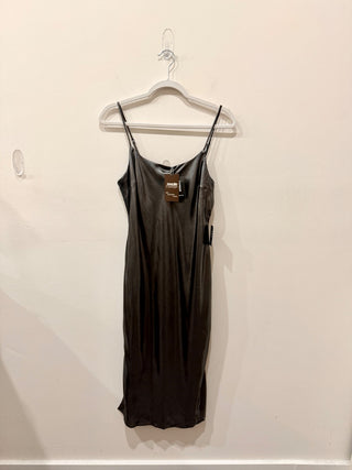 Express silver gray lame sleeveless midi slip dress, S