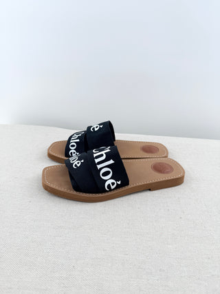 Chloe woody flat sandals logo ribbon, 39