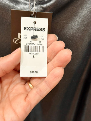 Express silver gray lame sleeveless midi slip dress, S