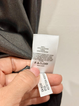 Express silver gray lame sleeveless midi slip dress, S