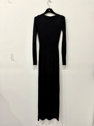 Skims Soft Lounge Bodycon Rib Long Sleeve Maxi Dress Black Women's Size Small