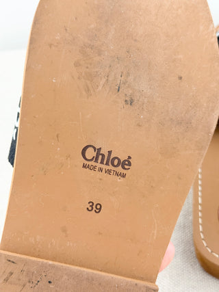 Chloe woody flat sandals logo ribbon, 39