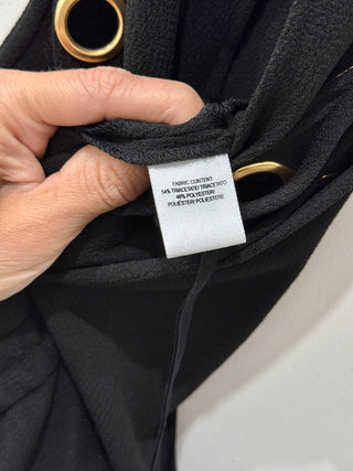 Derek Lam 10 Crosby Pebble Crepe Wide Leg Jumpsuit with Grommets Women's Black 6