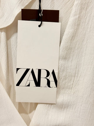 NWT Zara Dolman Sleeve Plunging V-Neck Mini Dress White Women's Size Medium