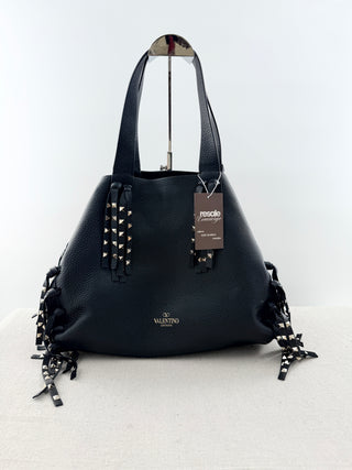 Valentino C rockee fringed leather tote large bag