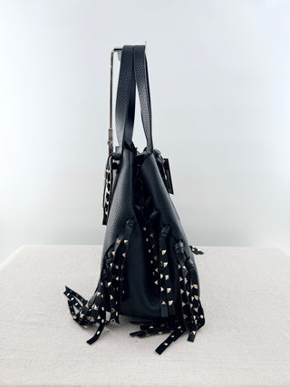 Valentino C rockee fringed leather tote large bag