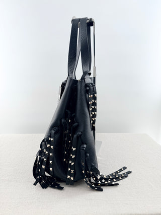 Valentino C rockee fringed leather tote large bag