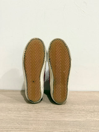 Golden Goose Sequin Lace-Up Hi-Top Slide Sneakers Metallic Red/Blue Women EU 37