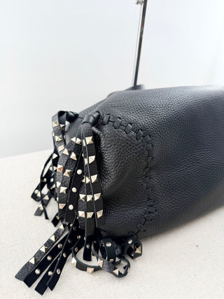 Valentino C rockee fringed leather tote large bag