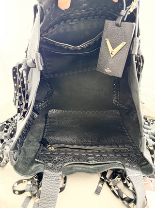 Valentino C rockee fringed leather tote large bag
