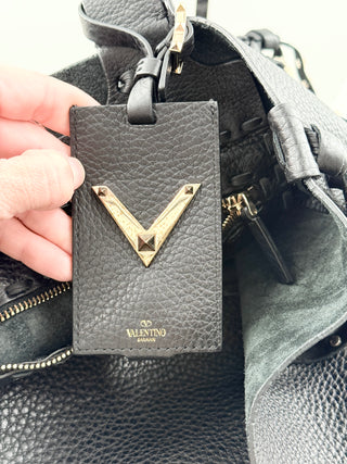Valentino C rockee fringed leather tote large bag