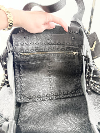 Valentino C rockee fringed leather tote large bag