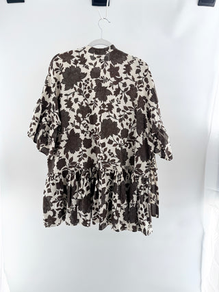 morton mac linen floral print mini dress, S