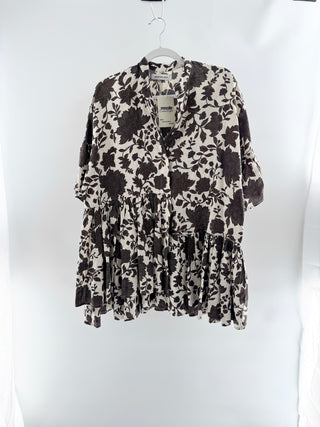 morton mac linen floral print mini dress, S