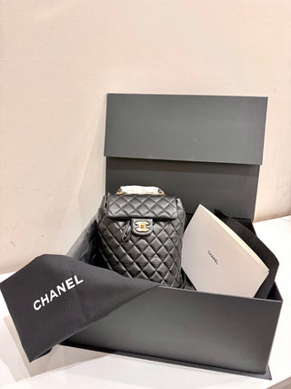 NWB Chanel Urban Spirit Quilted Lambskin Mini Backpack Black Women's