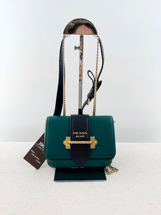 Prada cahier leather belt bag with chain strap, M