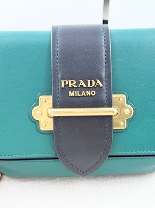 Prada cahier leather belt bag with chain strap, M