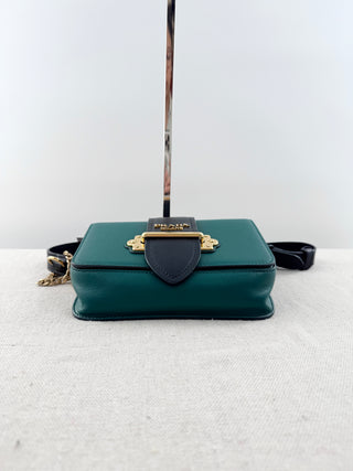 Prada cahier leather belt bag with chain strap, M