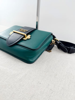 Prada cahier leather belt bag with chain strap, M