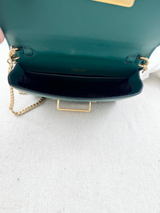 Prada cahier leather belt bag with chain strap, M