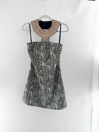 Aryn K vintage beaded collar mini dress, L
