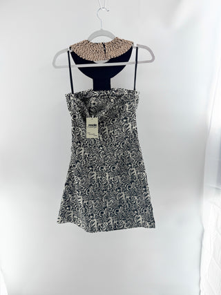 Aryn K vintage beaded collar mini dress, L