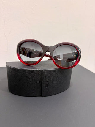 NWB Prada SPR 3QP Oversized Red Gradient Oval Sunglasses