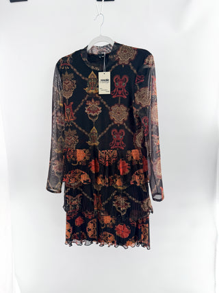 Desigual pattern pleated jersey mini dress, XL