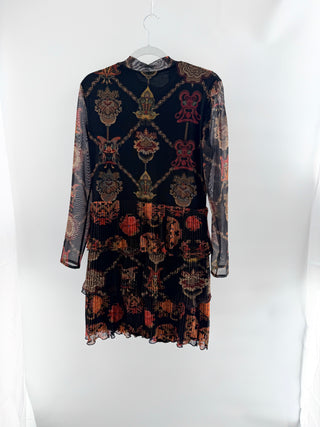 Desigual pattern pleated jersey mini dress, XL