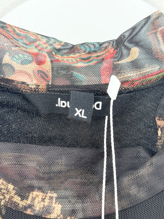 Desigual pattern pleated jersey mini dress, XL
