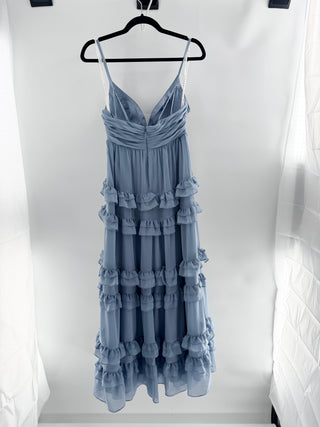 Azazie ruffle long dress, C