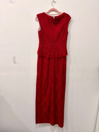 LAUREN Ralph Lauren Evening Lace Bodycon Ball Gown Maxi Dress Red Women's Size 6