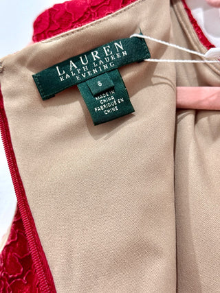 LAUREN Ralph Lauren Evening Lace Bodycon Ball Gown Maxi Dress Red Women's Size 6