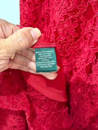 LAUREN Ralph Lauren Evening Lace Bodycon Ball Gown Maxi Dress Red Women's Size 6