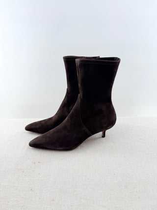 Veronica Beard suede stretch booties, 10