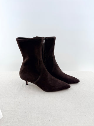 Veronica Beard suede stretch booties, 10