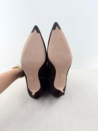 Veronica Beard suede stretch booties, 10
