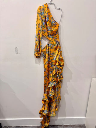 Bronx & Banco Hanna Asymmetrical One Shoulder Ruffle Maxi Gown Yellow Women's 4