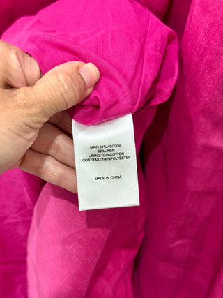 Aje. Vanades Cut Out Gold O-Ring Puff Sleeve Midi Dress Fuchsia Women's Size 4