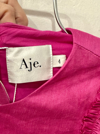 Aje. Vanades Cut Out Gold O-Ring Puff Sleeve Midi Dress Fuchsia Women's Size 4