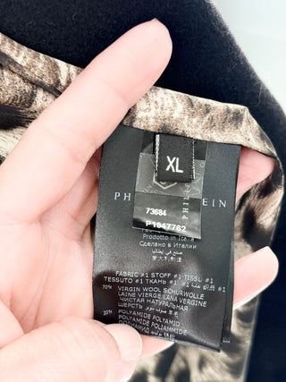 Philipp Plein wool blend coat with rhinestone fringe details, XL
