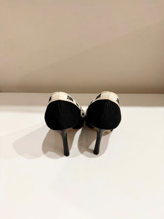 Dior J'Adior Technical Fabric Embroidered Pointed Toe Pumps Black Women's EU 38