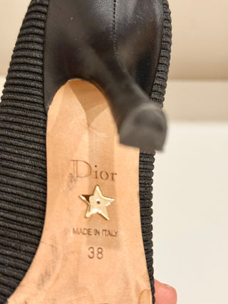 Dior J'Adior Technical Fabric Embroidered Pointed Toe Pumps Black Women's EU 38