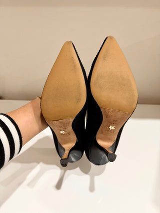 Dior J'Adior Technical Fabric Embroidered Pointed Toe Pumps Black Women's EU 38