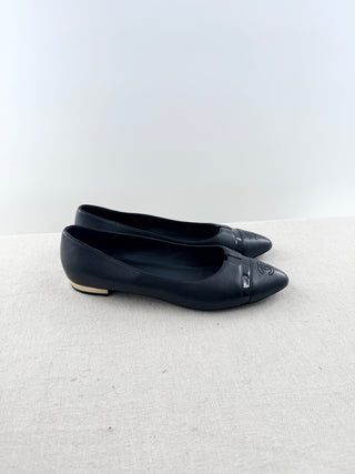 Chanel leather cap toe CC flats, 41