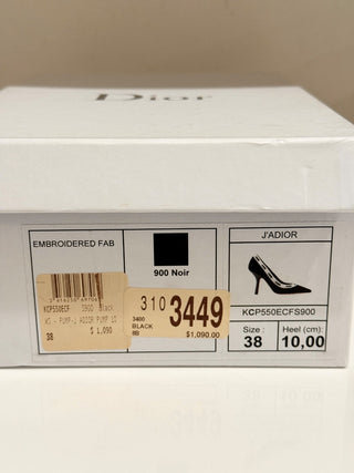 Dior J'Adior Technical Fabric Embroidered Pointed Toe Pumps Black Women's EU 38