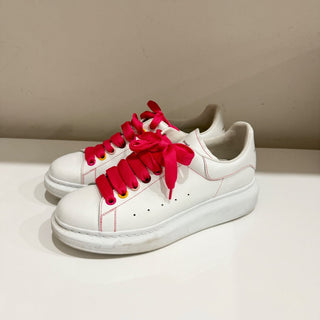 Alexander McQueen Leather Chunky Platform Low Top Sneakers White/Pink EU 39.5