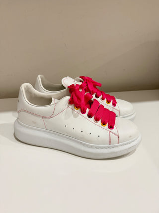 Alexander McQueen Leather Chunky Platform Low Top Sneakers White/Pink EU 39.5