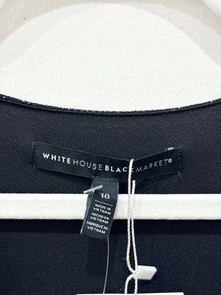 NWT White House Black Market Long Sleeve Sparkle Knit Blouson Minidress Black 10