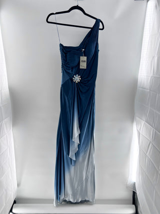 Niteline Ruched one-shoulder ombre evening gown, 10